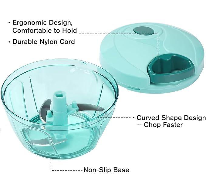 500ml Vegetable Chopper with 3 Stainless Steel Blades