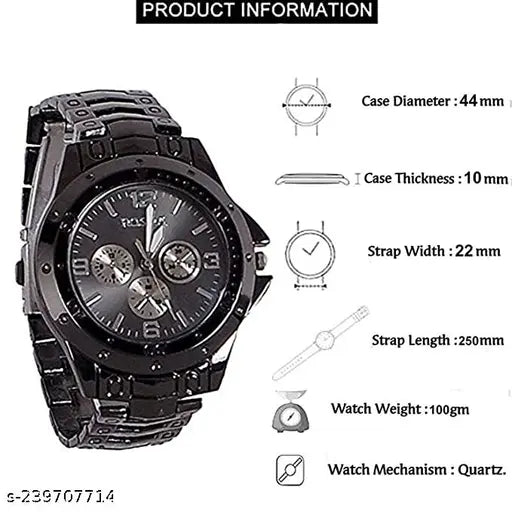 Bold Luxury Analog Watch – Men's Black Edition