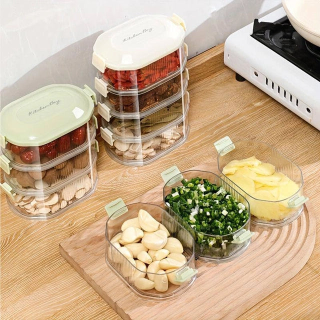 4-Layer Transparent Spice Rack — Stackable Masala Storage Box