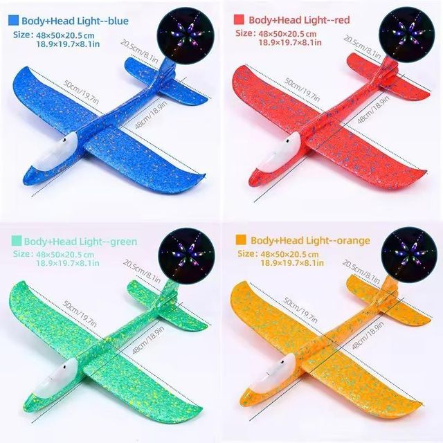 33cm Flash Glider Foam Plane — LED Throwing Aeroplane Toy