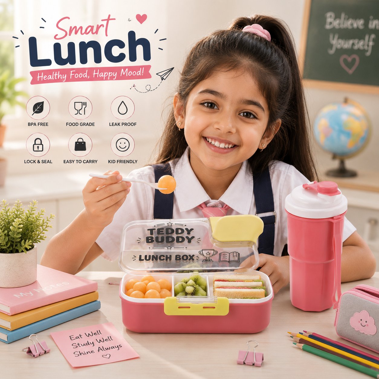 Child eating from the Teddy Buddy lunch box